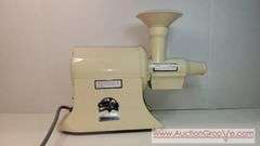 Champion Juicer. In original box and appears complete as shown in photos. Runs smoothly and shows no wear. Probably not used much, if at all. Sells to the highest bid over $180.