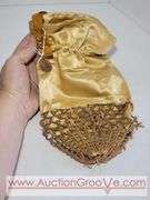 Victorian Red Sack Purse and Beaded Yellow Purse. Some damage to the yellow. XCS