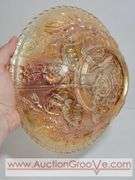 Orange Carnival Glass Luster Rose Bowl. 9 x 3. Needs to be cleaned. XSJ