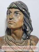Native American Chalkware Bust. Has been repaired. 12 x 6 x 20. XLC