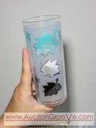 8 MCM Libbey Turquoise, White and Black Frosted Drinking Glasses with Caddy. XSJ