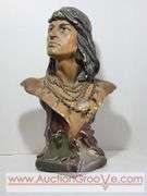 Native American Chalkware Bust. Has been repaired. 12 x 6 x 20. XLC