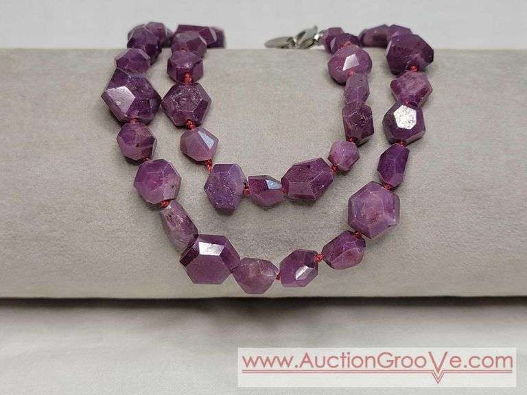 Polished Uncut Stauer Ruby Necklace. 925. 17.5" MB