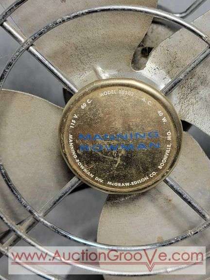 Antique Manning Bowman Metal Fan. Works! 12 x 14. B2