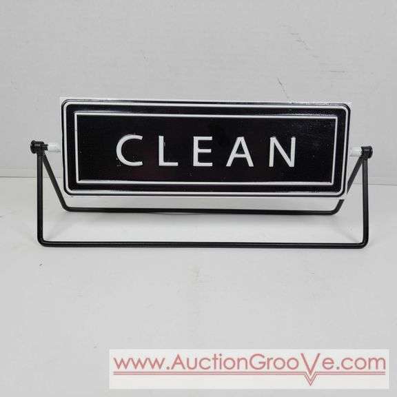 Metal Rotating Sign. CLEAN / DIRTY. 12 X 5. T2
