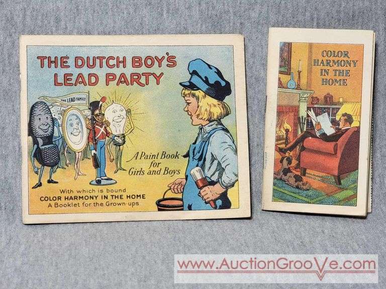 RARE example of an unused coloring book promoting the use of lead paint to children with the often missing brochure about Dutch Boy Lead Paint for their parents. A1