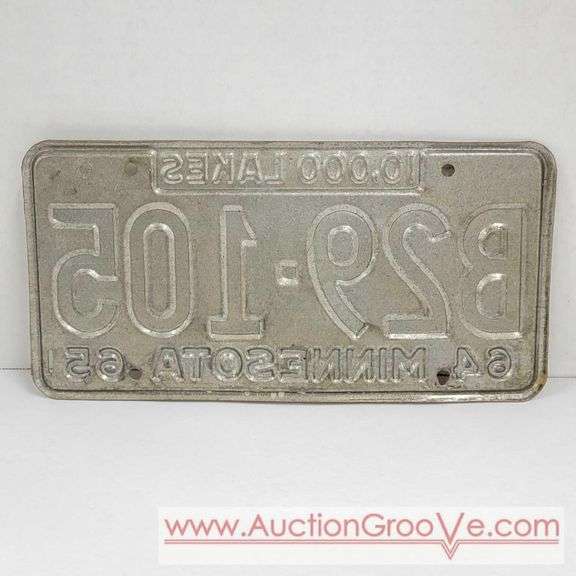 1964 - 1965 Minnesota 10,000 Lakes License Plate. A