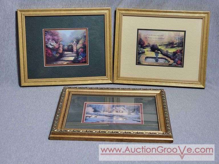 Three Matted and Framed Pieces. 2 matching frames are11 x 9.5 and the other is 12 x 10. A4