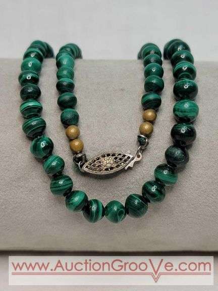 Malachite Beaded 19" Necklace. Beads range from 2.5-7mm. 925 Clasp. MB