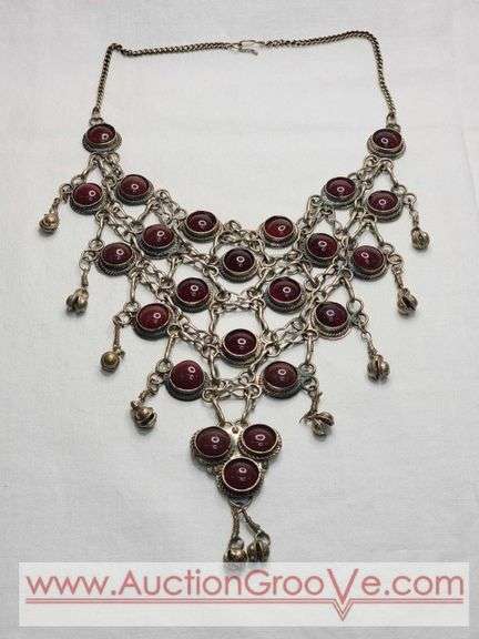 Vintage Bib Necklace. Marked India.  MB