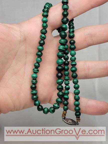 Malachite Beaded 19" Necklace. Beads range from 2.5-7mm. 925 Clasp. MB