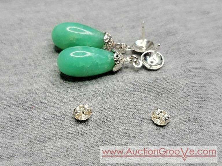 Sterling Silver Jadeite Earrings. JB