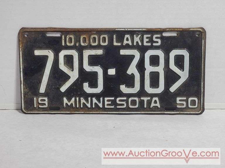 1950 Minnesota License Plate. 10,000 Lakes. A4