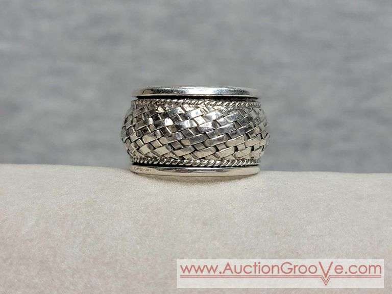 SARDA Sterling Silve Basket Weave Spinner Ring. Size 7. 8.1g. JB