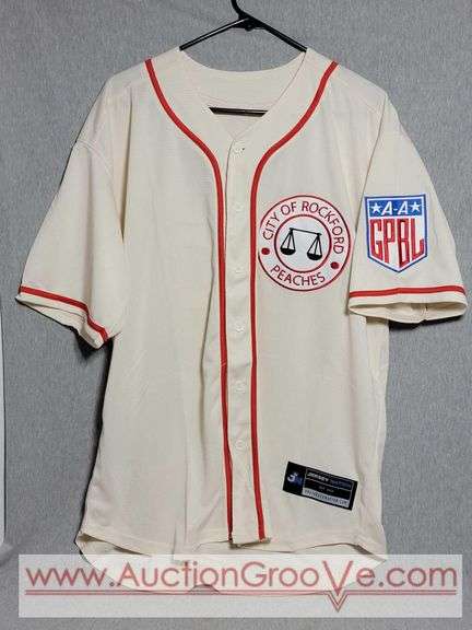 A-A GPBL City if Rockford Peaches. Dugan # 43. Jersey Size Xl. Jersey Nation. NWT. T4