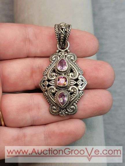SARDA Sterling Silver Pure Pink and Mystic Topaz Pendant. 13.2g. JB