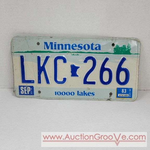 1983 Minnesota 10,000 Lakes License Plates. Front and Back. A