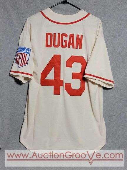A-A GPBL City if Rockford Peaches. Dugan # 43. Jersey Size Xl. Jersey Nation. NWT. T4