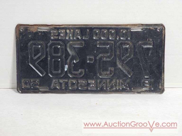 1950 Minnesota License Plate. 10,000 Lakes. A4