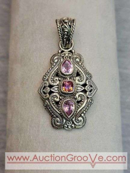 SARDA Sterling Silver Pure Pink and Mystic Topaz Pendant. 13.2g. JB