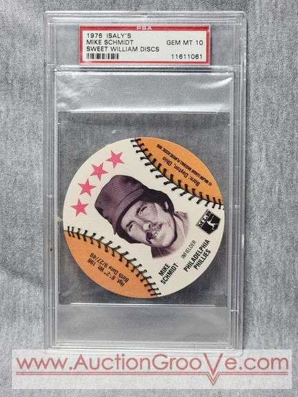 Mike Schmidt. Graded GEM MT 10. Sweet Williams Disk Collectors Card. A2