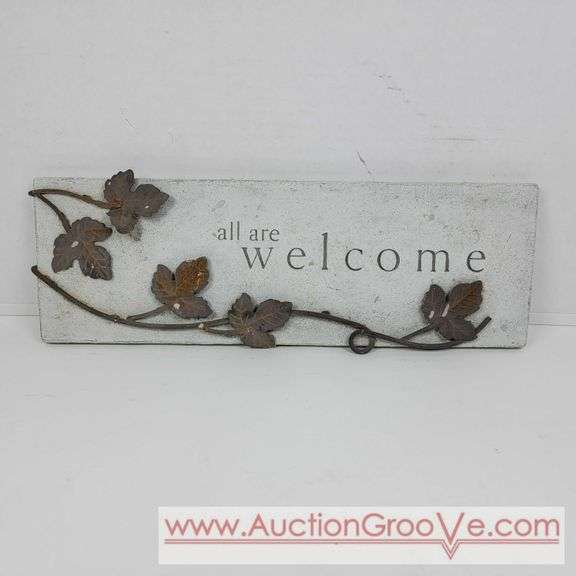 Heavy Plaster Sign. All Are Welcome. 14 X 5. T2