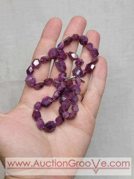 Polished Uncut Stauer Ruby Necklace. 925. 17.5" MB