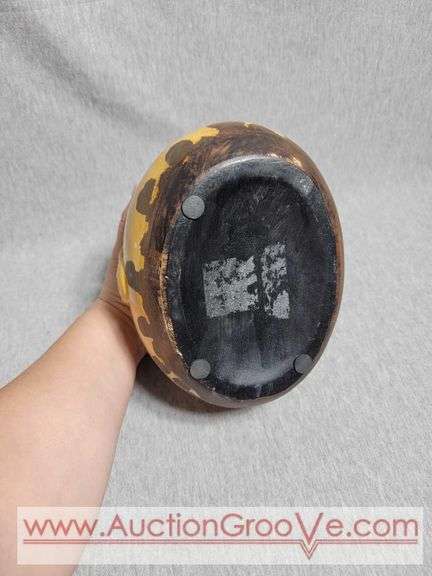 Yellow and Brown Ceramic Lidded Chicken Dish. 8 x 6 x 8. A3