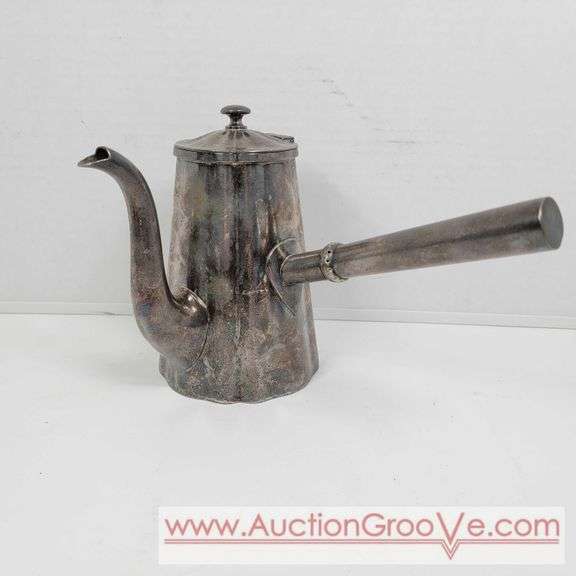 Reed and Barton Silver Soldered coffee, Plymouth salt and pepper Shakers and cream and sugar on a bent tray. A