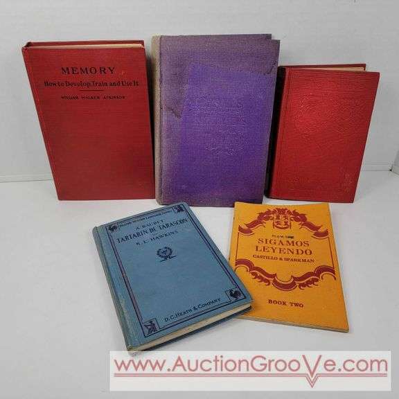 5 Books. Memory, how to develop, train and use it, Ingersoll Interviews on Talmage, the Prarie, A. Daudet Tartarin De Tarascon AND Sigamos Leyendo.A