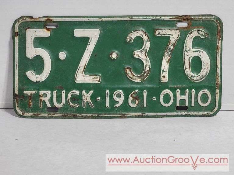 1961 Ohio Truck License Plate. A4