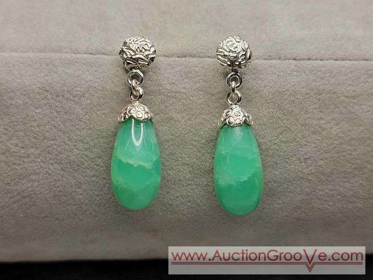 Sterling Silver Jadeite Earrings. JB