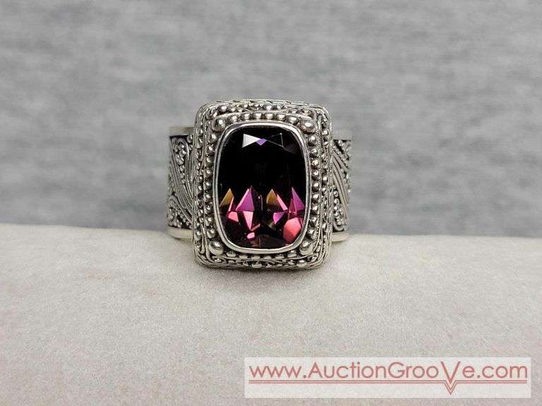 SARDA Sterling Silver Purple Mystic Quartz Ring Size 10. 19g. JB
