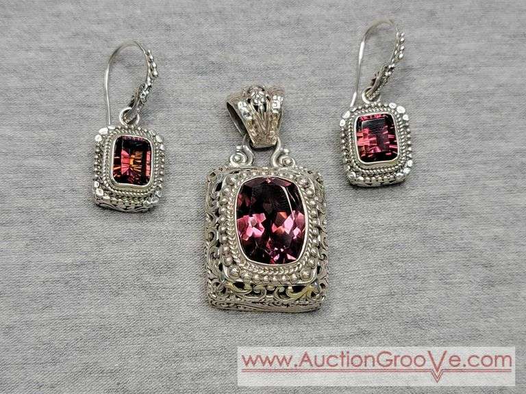 SARDA Sterling Silver Purple Mystic Quartz Pendant and Earrings. Matches Lot 234. Total 26.3g. JB