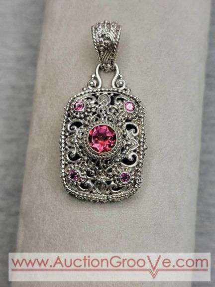 SARDA Sterling Silver Pink Topaz Pendant. 18.4g. JB