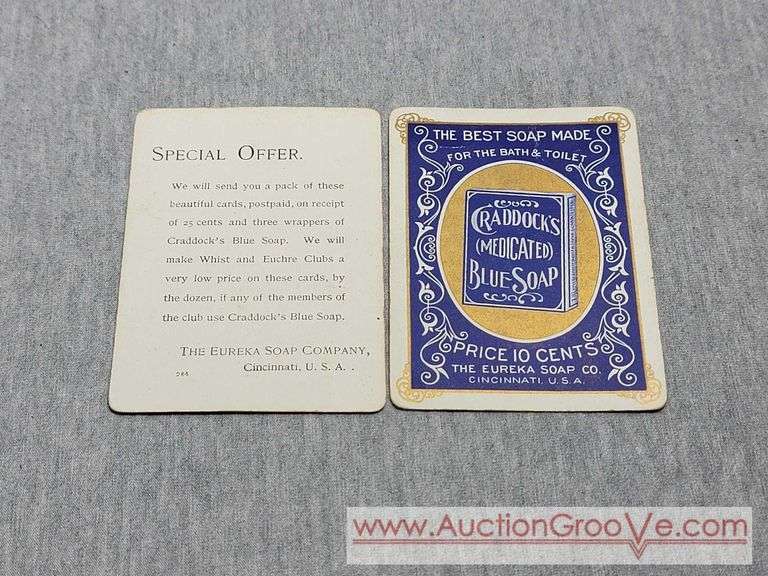 Craddocks Medicated Blue Soap Playing Cards. 52 Cards BUT 5 of Clubs is a the Joker. A2