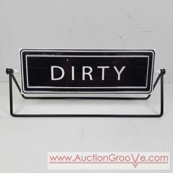 Metal Rotating Sign. CLEAN / DIRTY. 12 X 5. T2