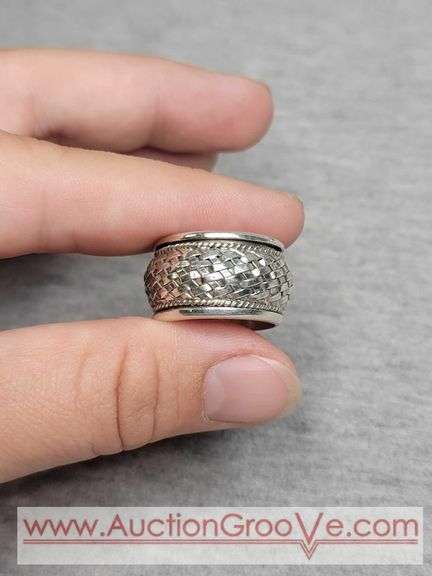 SARDA Sterling Silve Basket Weave Spinner Ring. Size 7. 8.1g. JB