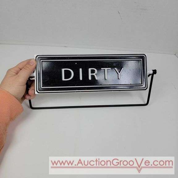 Metal Rotating Sign. CLEAN / DIRTY. 12 X 5. T2