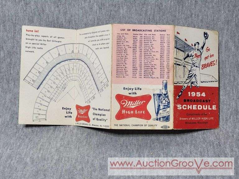 1954 Milwaukee Braves Broadcast Schedule. A1