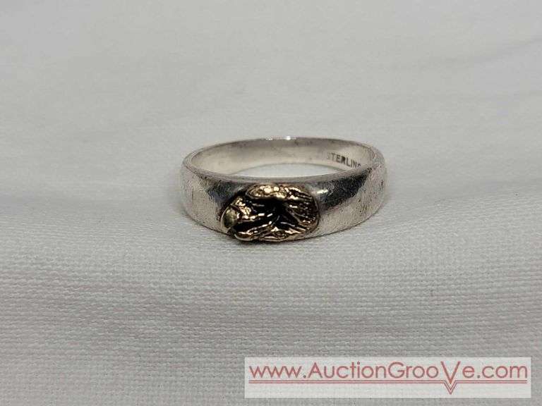 Sterling Silver and 14K Gold Eagle Ring. Size 8 3/4. A3