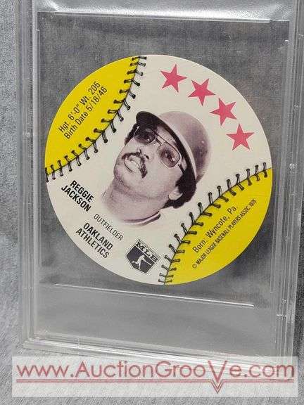 Reggie Jackson. Graded GEM MT 10. Sweet Williams Disk Collectors Card. A2