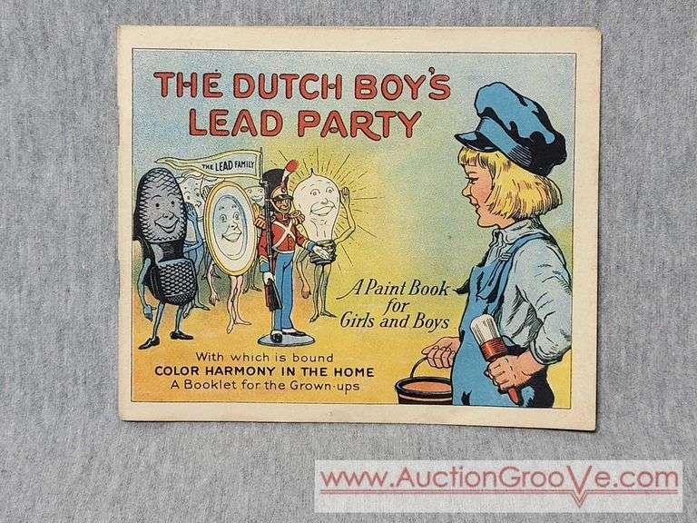 RARE example of an unused coloring book promoting the use of lead paint to children with the often missing brochure about Dutch Boy Lead Paint for their parents. A1