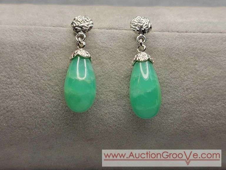 Sterling Silver Jadeite Earrings. JB