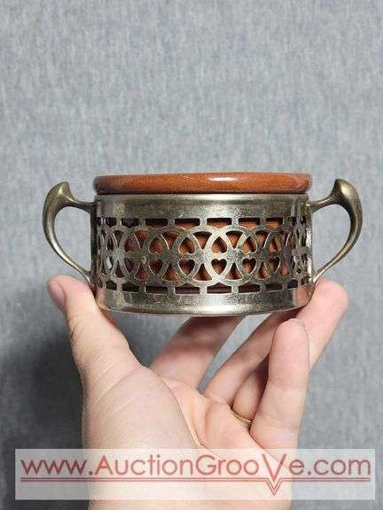 3" Weller Ramekins with Antique 1914 Metal Caddies. 3 marked Weller. B2