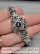 SARDA Blue Sapphire and Topaz Sterling Silver Cuff Bracelet. 28g. JB