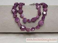 Polished Uncut Stauer Ruby Necklace. 925. 17.5" MB