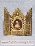 Vintage Italian Florentine Triptych. Folding Panel Frame. 6 x 6.5. B2