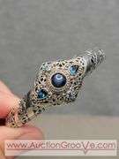 SARDA Blue Sapphire and Topaz Sterling Silver Cuff Bracelet. 28g. JB