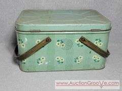 Vintage Metal Picnick Basket and Metal Bread Box. B2